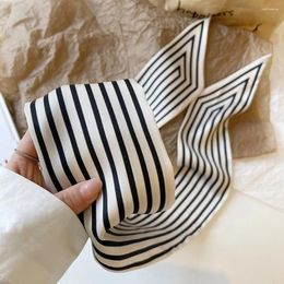 Scarves Female Shawl Ribbon Headband Printing Wraps Stripe Neckerchief Small Long Scarf Silk Korean Style Printed