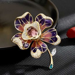 Pins Brooches SUYU Winter European Style Exquisite Retro Orchid Brooch Design For Womens Luxury Brooch Fashion Elegant Temperament Coat Pin L240323