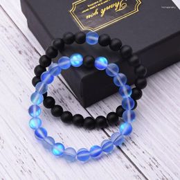 Strand 2pcs/set Couple Bracelets Trendy Natural Labradorite Beads Bracelet Charm Round Chain Jewelry For Women