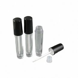 6ml 50pcs Clear Arcylic Lip Gloss Ctainers Black Lid Empty Liquid Lipstick Refillable Bottle Round DIY Lip Glaze Packing Tubes m0zf#