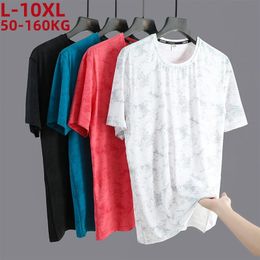 T Shirt Men Ice Quick-Drying Loose Oversized 10xl 6xl 7xl 8xl Plus Size Fitness Short Sleeve Oversize T-Shirts Summer Fashion 240313