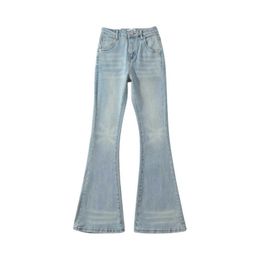 Spring New Denim Micro Flared Pants for Women with a Slight Elastic and Slim Fit Gradient Color Spicy Girl Floor Mop