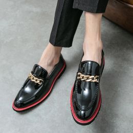 Slippers Leather Designer Brand Men Casual Office Bussiness Black Loafers Mens Italian Wedding Dress Male Shoes Mens Shoes