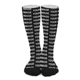 Women Socks Your Image Customized Stockings Custom Made Design Funny Winter Anti Slip Ladies Skateboard Medium Soft