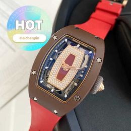 Hot RM Movement Wrist Watch Rm07-01 Women's Series Rm0701 Rose Gold Coffee Ceramic Red Lip Fashion Leisure Business