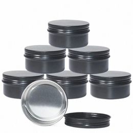 80ml Black Aluminium Round Candle Jars With Lid Refillable Bottle Cream Lip Balm Pot Makeup Organiser Storage Box Tea Tin Cans 34l8#