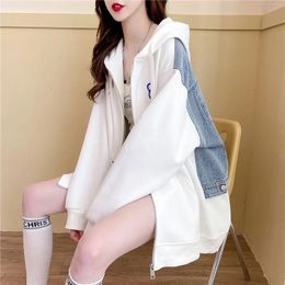 With Zipper Full Zip Up Tops Hoodies Coat Female Clothes Hooded Sweatshirts for Women Baggy Loose Xxl Casual Y 2k Vintage M E 240312