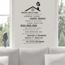 Stickers House Rules Vinyl Decal Italian Language Regole Della Casa Wall Stickers House Roof Design Wall Art Poster Home Decor Art WL572