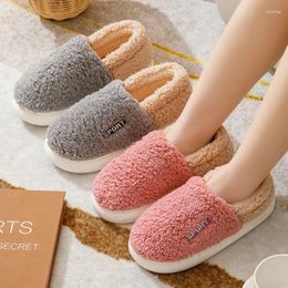 Slippers Women Winter Thick Bottom Cotton Korean Style Men Indoor Warm Non-slip Flats Couple Lightweight Slides Pantufa Feminina