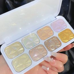 Shadow 8Color Glitter Pink Pearlescent Waterproof Eye Shadow Highlight Facelift Integrated Longlasting Make Up Eyeshadow Palette