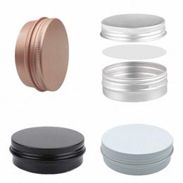 24pcs 60g/2OZ Metal Aluminium Round Tin Cans Box Sier Empty Cosmetic Cream Jar Pot Case Screw Thread Lid Lip Balm Ctainer q7U2#