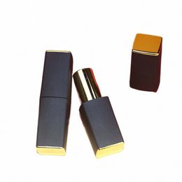 ready Supply Black Double-Sided Matte Lip Gloss Tube Square Mirror Base Cosmetics Lip Oil Lip Gloss Sub-Bottle Packaging O1FS#