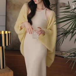 Women's Knits Miiiix Korean Fashion Mohair Wool Curved Cardigan With Knitted Sweater For Autumn Top Female Clothing