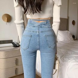 Women's Jeans Women Sexy Skinny 3 Buttons High Waist Vintage Elastic Pencil Pants Y2K Fashion Korean Four Seasons Female Clothing