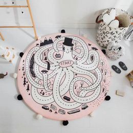 Carpets 145CM Large Area Kids Play Game Mats Round Baby Plush Material Crawl Blanket Floor Mat Carpet For Child Room Decor Rug