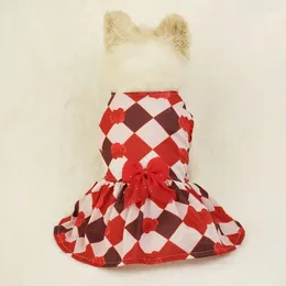 Dog Apparel Trendy Pet Fashion Fashionable Plaid Bow Dress For Pets Soft Comfort Style Dogs Cats Parties Birthdays Weddings Printed