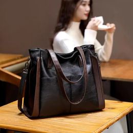 Large Capacity Handbags Women Soft Leather Shoulder Crossbody Bag Ladies Bucket Bags Retro Tote Luxury Satchel Handbag and Purse 240309