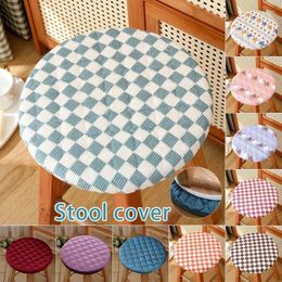 Chair Covers Velvet Soft Round Stool Cover Dining Bar Seat Case Slipcover Solid Colour Elastic Thicken Stretchable Pad