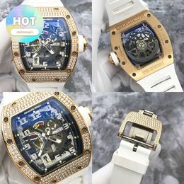 Automatic RM Wrist Watch RM030 Rear Diamond 18K Rose Gold Mens Hollow Watch Barrel Type Automatic Mechanical Watch