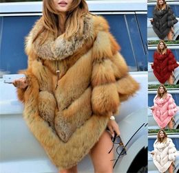 Faux Fur Coat Women Fox Fur Winter Warm Oversized Long Sleeve Luxury Cape Poncho Overcoat Pullover Jacket Outwear Plus Size 2011114592693