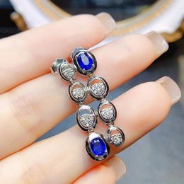 Stud Earrings FS Fashion S925 Sterling Silver Natural Sapphire/Emerald With Certificate Fine Charm Wedding Jewelry For Women MeiBaPJ