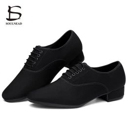 Boots Men's Latin Salsa Dance Shoes Black Cloth Ballroom Shoes Plus Size 3846 Practise Competition Dancing Shoes Man Dance Sneakers