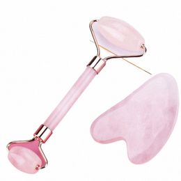 face Massage Jade Roller Rose Quartz Natural Resin Crystal Slimmer Lift Wrinkle Double Chin Remover Beauty Care Slimming Tools X0HO#