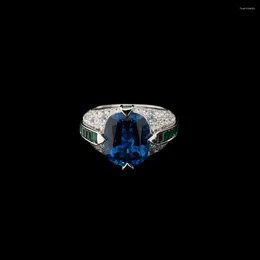 Cluster Rings 925 Silver Luxury Sapphire Zircon Premium Party Jewellery Gift Ring