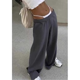 Custom New Casual Fleece Womens Flared Sweatpants Oversize Straight Pants Baggy Trousers Women