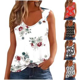 Women's Tanks Print Round Neck Loose Sleeveless Vest Fashion Casual Top Sheer Women Dressy