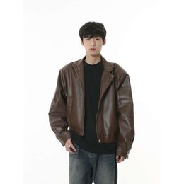 Mtlclothes Mens Wear | Autumn New Short Shoulder Pad Minimalist Leather Jacket Coat