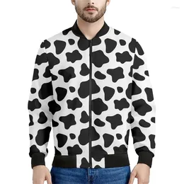 Men's Jackets Colorful Cow Pattern 3d Printed Bomber Jacket Women Spring Autumn Sweatshirt Tops Street Long Sleeves Zipper