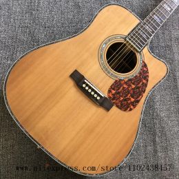 Guitar Custom solid red pine top, rosewood fingerboard, rosewood sides and back, 41inch highquality cutaway d45 acoustic guitarra