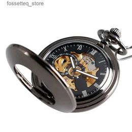 Pocket Watches Christmas Gifts Steampunk Clock Pocket Pendant Necklace Women Smooth Case Pendant Vintage Luxury Automatic Mechanical L240322