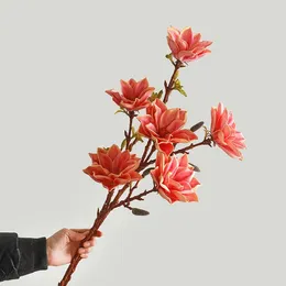 Decorative Flowers Big Artificial Magnolia Flower Branch Simulated For Living Room Fake Office Wedding Hoom Decoration