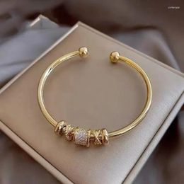 Charm Bracelets Gold Plated Copper Material Cubic Zircon Stone Rhodium Size Adjustable Bracelet Girl Fashion