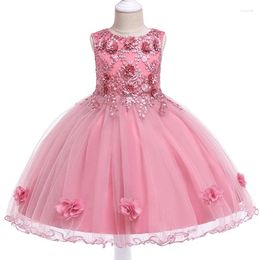 Girl Dresses Bridesmaid Baptism Costumes Kids For Girls Tutu Floral Princess Dress Clothing Wedding 4 6 9 10 Year