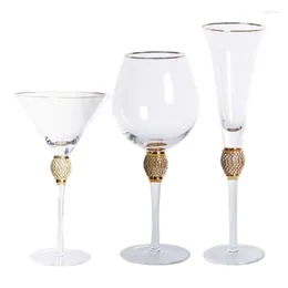 Wine Glasses Collection 200-600Ml Noble Court Luxury Goblet Gold-Inlaid Diamond Glass Handmade Cocktail Champagne Cup Gift