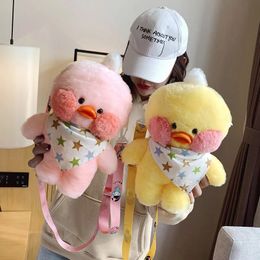 28cm Cute LaLafanfan Cafe Duck Plush Backpack Kawaii Toys Stuffed Crossbody Bag Doll Shoulder School for Girls Gift 240314