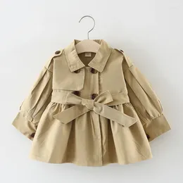Jackets Spring Autumn Baby Girls Long Jacket Solid Color Trench Coat For Kids Casual Style Childrens' Windbreaker Toddler Clothing