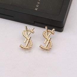 Brand Letter Designer Gold Sier Stud Earrings Women Jewelry Accessories 20 Style