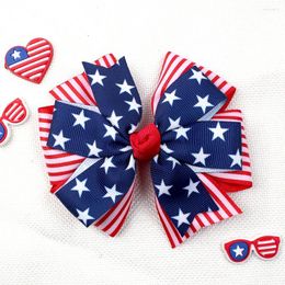 Hair Accessories 6pcs Free Delivery 6 Pieces July 4 Patriotic Bow Hairpin National Flag Star Print Handmade