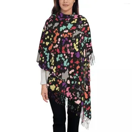 Scarves Colours Splatter Scarf Women Dots Painting Headwear With Tassel Autumn Luxury 2024 Shawl Wraps Warm Soft Custom Foulard