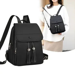 School Bags Women Tassels Backpacks Fashion Women's Black Backpack Large Capacity Female Travel Bag Casual Student Schoolbag For Ladies