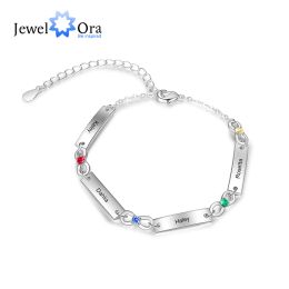 Bracelets JewelOra Personalized Engraved Name Infinity Bracelets with 16 Birthstones Jewelry Adjustable Chain Birthday Christmas Gifts