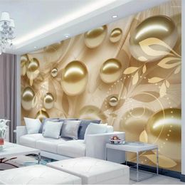 Wallpapers Wellyu Custom Wallpaper Fashion 3d Po Murals Golden Pearl Beautiful Pattern Stereo TV Background Wall Paper Papel De Parede
