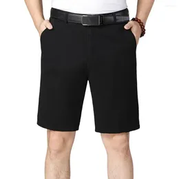 Men's Shorts Pants Summer Business Style Knee-length With Zipper Closure Side Pockets Soft Breathable Daily Trousers For Father