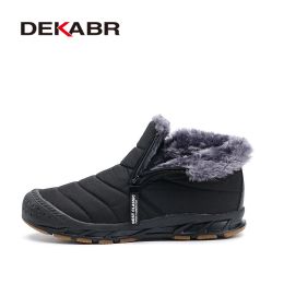 Boots DEKABR Winter Men Boots Plus Size 3646 Casual Unisex Ankle Boots Waterproof Comfortable NonSlip Thick Warm Fur Men Snow Boots