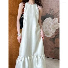 Casual Dresses French Elegant Vest Dress Women Black Beige Sweet Fashion Korea Chic High Quality Loose Sleeveless Lady Long Summer