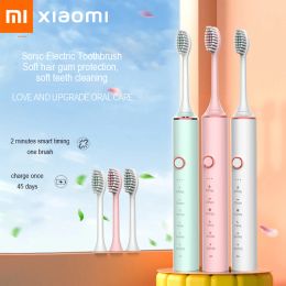 Toothbrush Xiaomi Youpin Sonic Electric Toothbrush USB Fast Charging Toothbrush Smart Timer Rechargeable Toothbrushes Replacement Heads Set